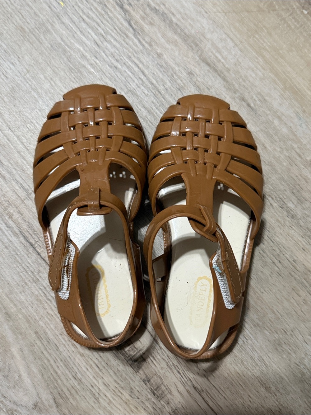 Amazon Kids Tan Woven Jelly Sandals with Heel Strap